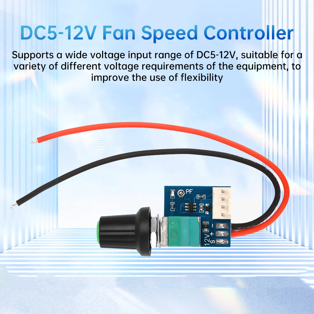 DC 5–12 V, manuelles 4-Draht-PWM-Lüfterreglermodul, Schalter, Chassis, Geschwindigkeitsregelung, Motor, Rauschunterdrückung, Controller-Board, Netzteil