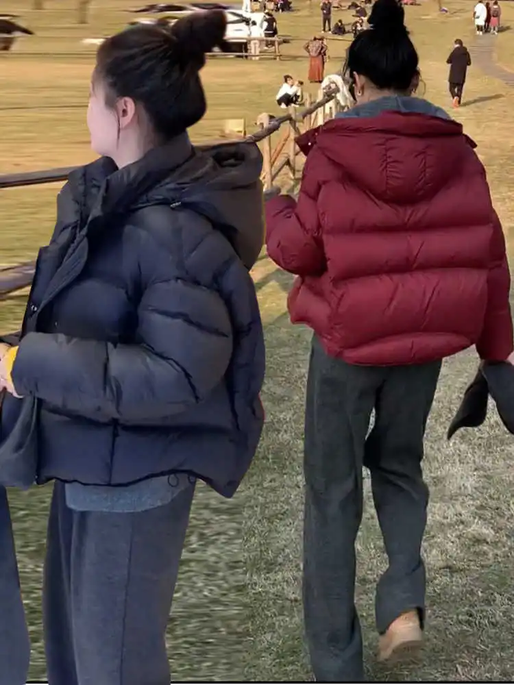 

Women's Short Hooded down Jacket Duck down Loose Fit Warm Bread Style Outerwear Winter 2026 New Arrival Casual Commute Style