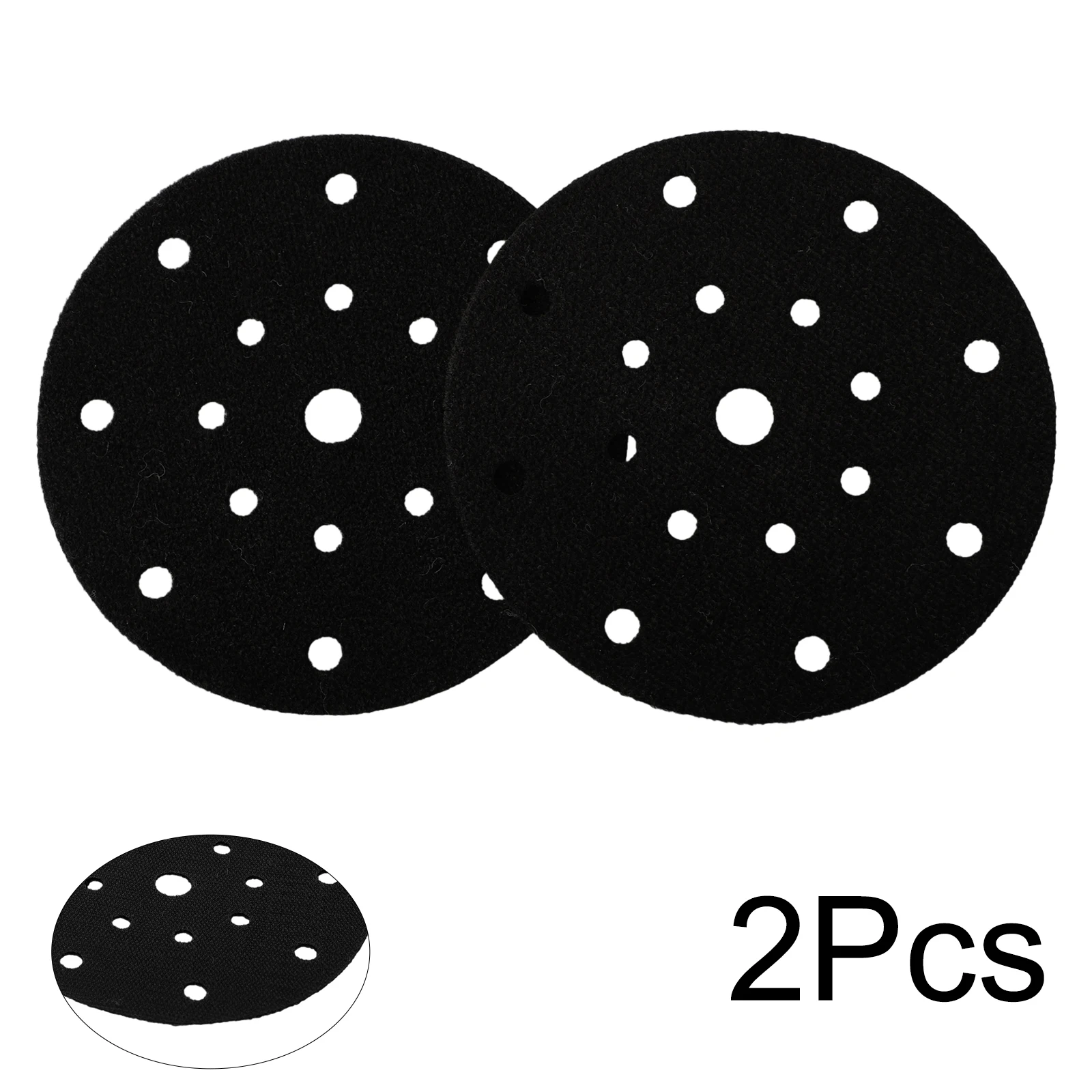 

2pcs Backing Pads Sander Pad Sanding 150mm 17 Holes 6 Inch Dia Accessories Back-up Black Disc Equipment Flocking