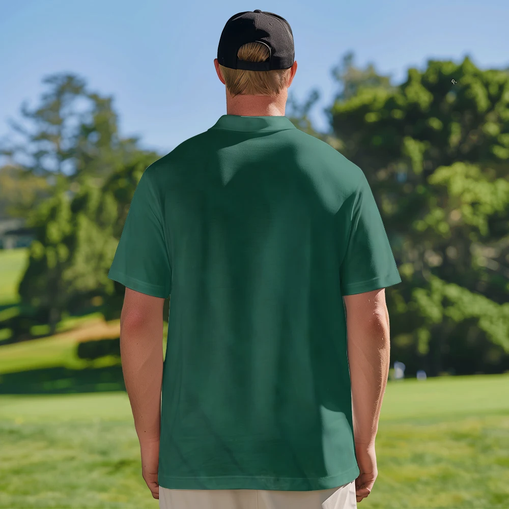 Polo Golf T-Shirt for Men Lightweight Short Sleeve Button Work Men Clothing Sea Turtle Graphic Green Quick Dry Golf Tee Tops