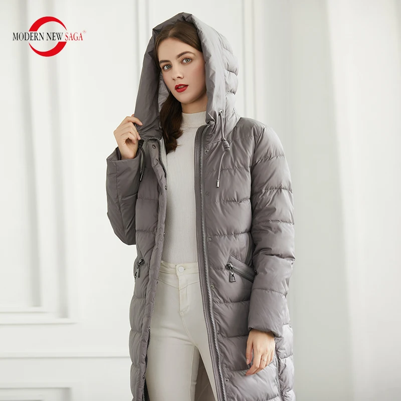 MODERN NEW SAGA 2022 Winter Women Coat Padded Jacket Winter Thick Warm Cotton Long Coat Hooded Quilted Coat Parka Women Overcoat