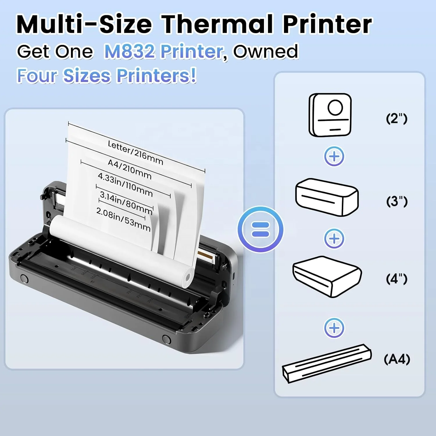 

Уникальный высококачественный беспроводной портативный термопринтер формата A4 M832, 300 точек на дюйм, бесчернильный аксессуар для мобильного телефона с четким печатью документов