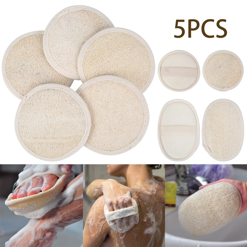 5pcs/pack Exfoliating Loofah Pads Scrubbing Travel Spa Loofah Natural Luffa Facial Body Skin Care Scrubber bathroom Accessories