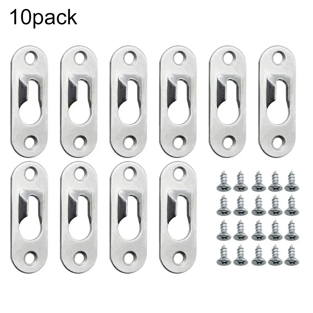 

10 Pcs Hangers Metal Hanging Piece Hook Wall Invisible Flat Hanging Piece Furniture Connector Accessories Advertising Signboard
