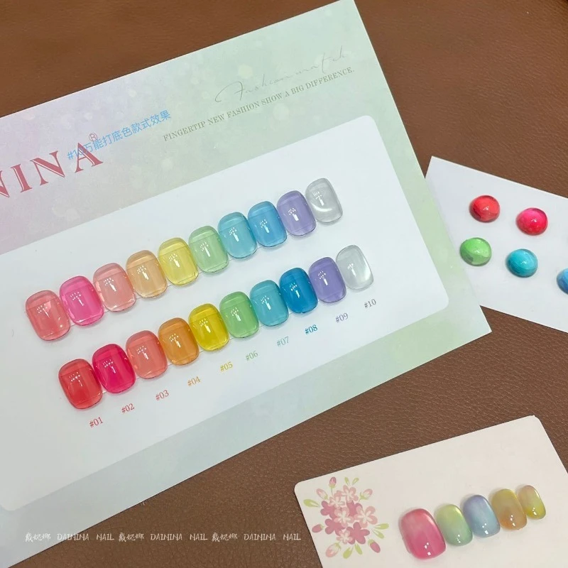Letnia uniwersalna baza żelowa Cat-Eye 10-kolorowy mrożony matowy kryształ akrylowy z pigmentacją Profesjonalny zestaw do zdobienia paznokci klasy salonowej