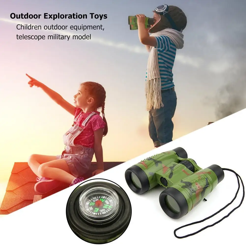 Kids Outdoor Games Funny Child Travel Telescope Foldable Lifelike Appearance Educational Gifts with Compass Necessary Fun Toys