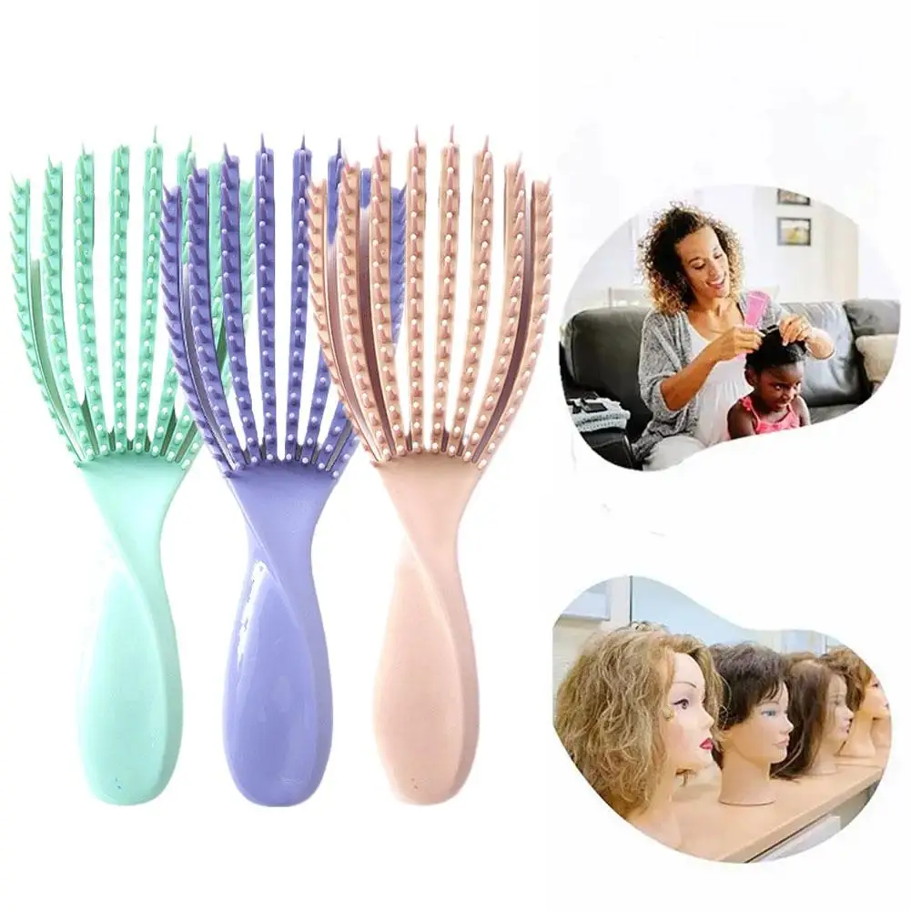 Peine portátil para el cabello, peine elástico y esponjoso, no anudado, Color puro, antiestático, masaje Flexible, P9P1