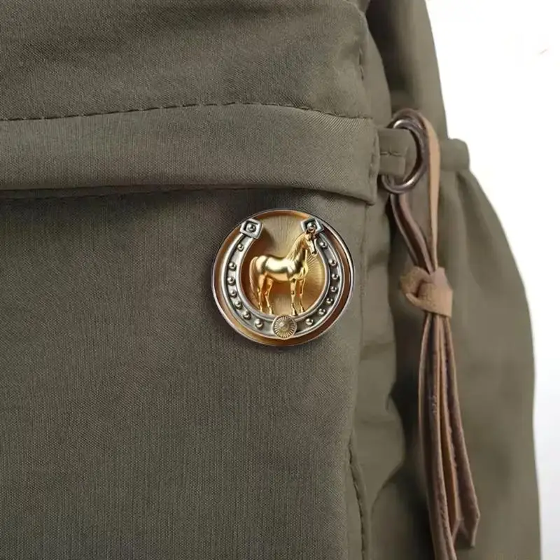 31BF Gift Vintage Horseshoe Brooch Symbol of Happiness Stainless Steel