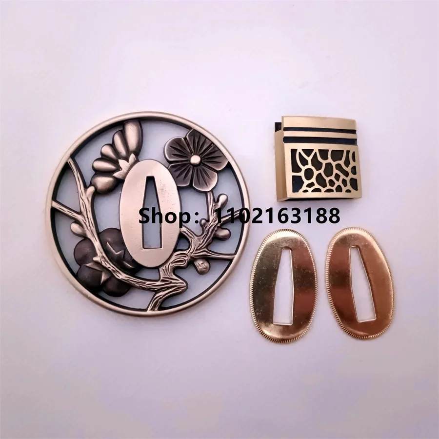 High Quality Copper Soild Brass Handguard Tsuba Guard Habaki Seppa For Real Japanese Japan Samurai Katana Sword Fittings New