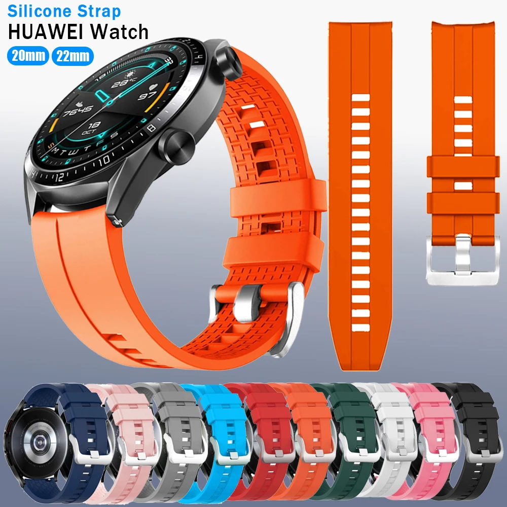 Силиконовый спортивный ремешок 22 мм 20 мм для HUAWEI WATCH GT 5 4 Pro 46 мм GT 3 2 42 мм Ремешок HONOR Magic Watch 2 GS 3 Pro ES Браслет
