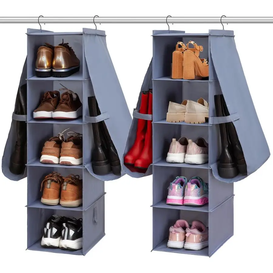 

Shoe Rack Closet Hanging Boot Organizer for Closet Shoes Organizer Hanging Shoe Boots Storage Holder Shoe Closet Organizer, 10Sh