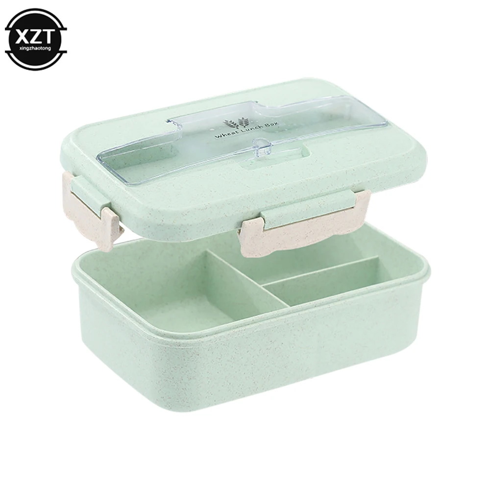 3 gird Bento Box Eco-Friendly Lunch Box Food Container Wheat Straw Material Microwavable Dinnerware Lunchbox  for Kids Student