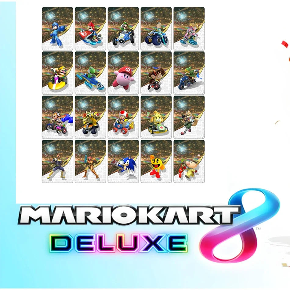 New 20pcs Mario Kart 8 Amiibos Cards NFC Tag Cards for Switch and Wii U--Mario Kart 8 Deluxe NTAG215 Chip Cards