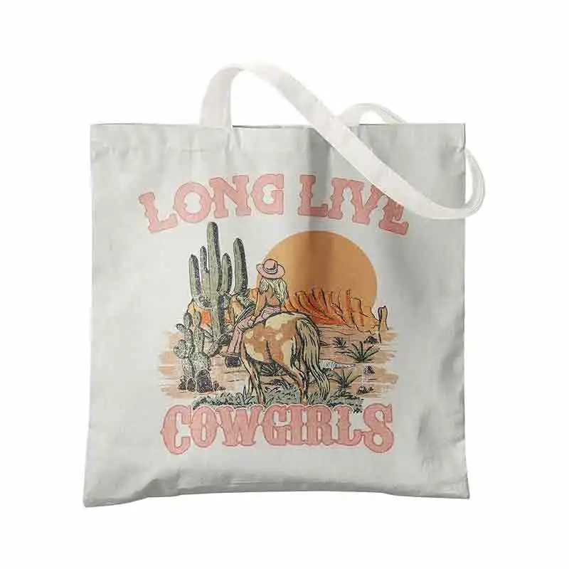 Sacs fourre-tout en toile de cow-girl occidentale, cadeau de cow-girl de campagne, YJF01