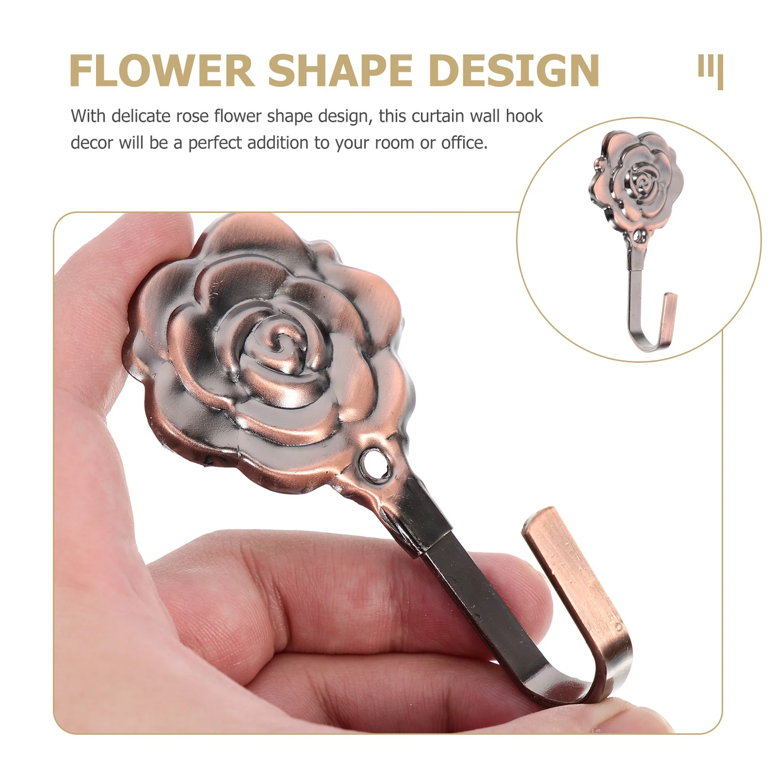 

4Sets Curtain Holdbacks Iron Rose Flower Decorative Wall Mounted Drapery Tiebacks for Home Hotel Restaurant Curtain Holdbacks