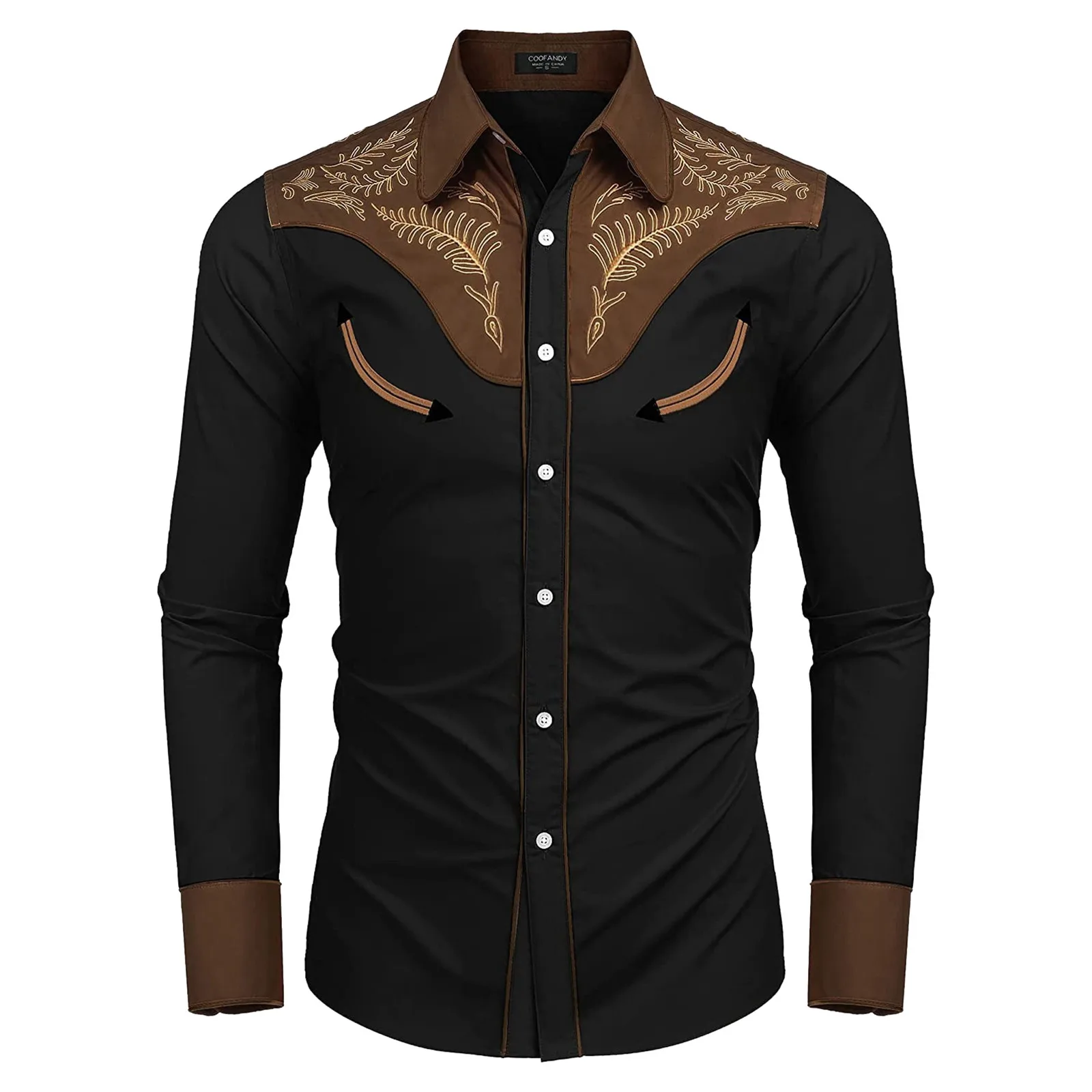 Stylish Western Cowboy Shirt Men Brand Design Slim Fit Casual Long Sleeve Shirts Mens Wedding Party Shirt for Male