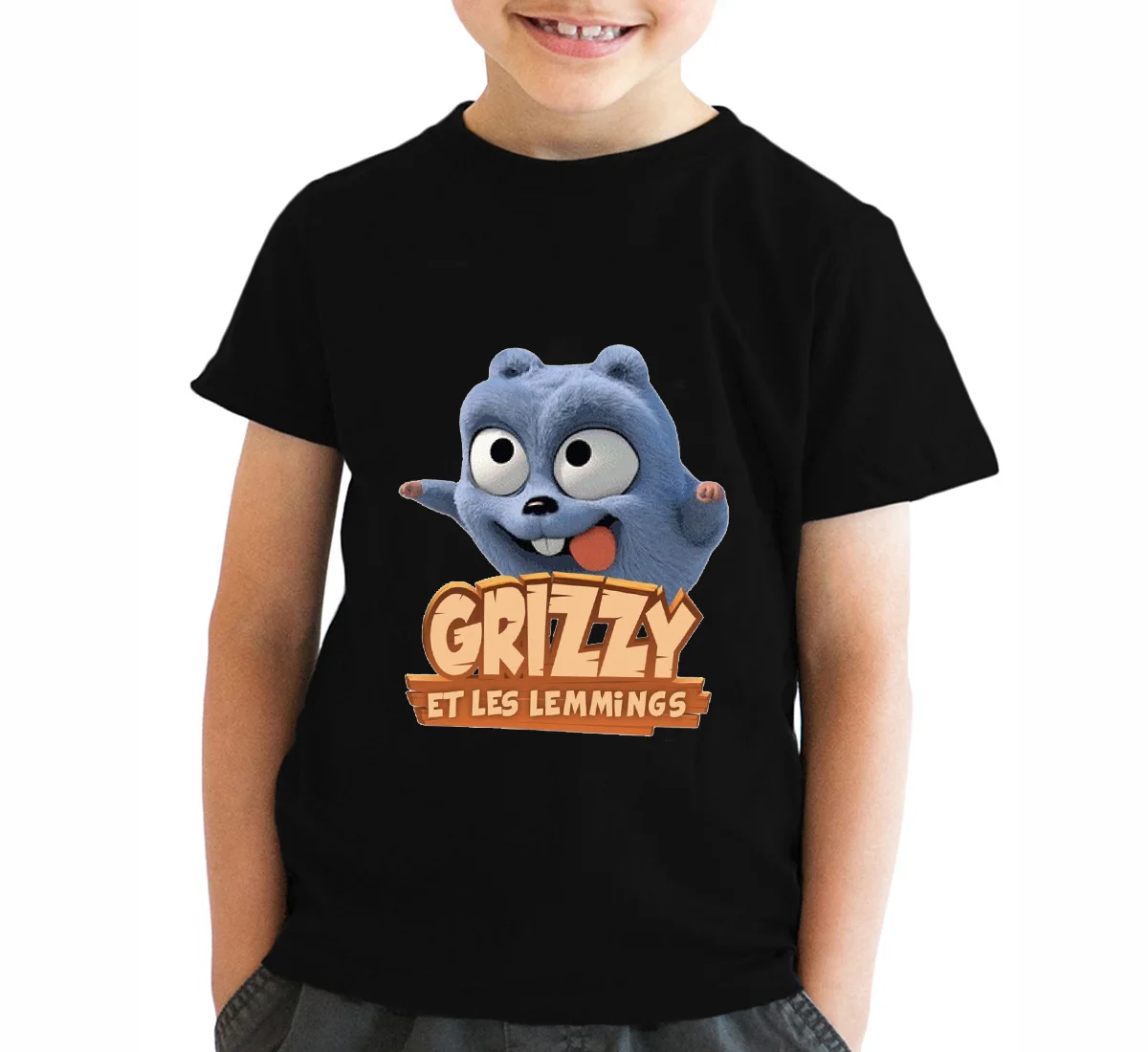 

Grizzy And The Lemmings Kids T-shirts Boys Cartoon Casual Short Sleeve Tees Girls O-Neck Tops Funny Bear T-Shirts Child Clothing