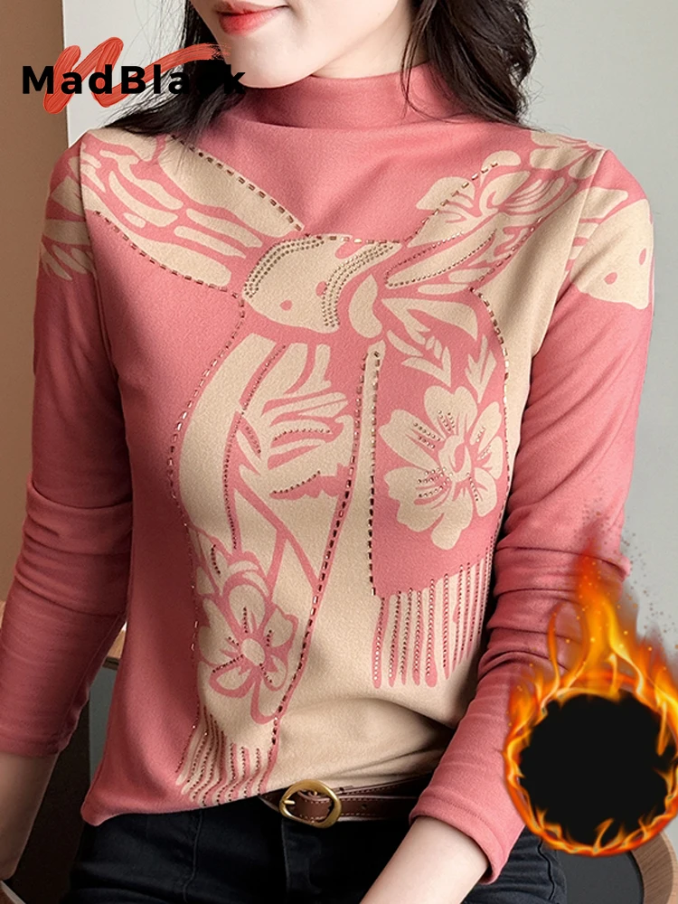 เสื้อยืดขนแกะสไตล์ยุโรป MadBlack-Women, คอเต่าลายเพชรสุดเซ็กซี่, เสื้อยืดแฟชั่นแขนยาวทรงเข้ารูป ไซส์ S-3XL, คอลเลคชั่นฤดูใบไม้ร่วง 2025 รุ่น T5N284CC