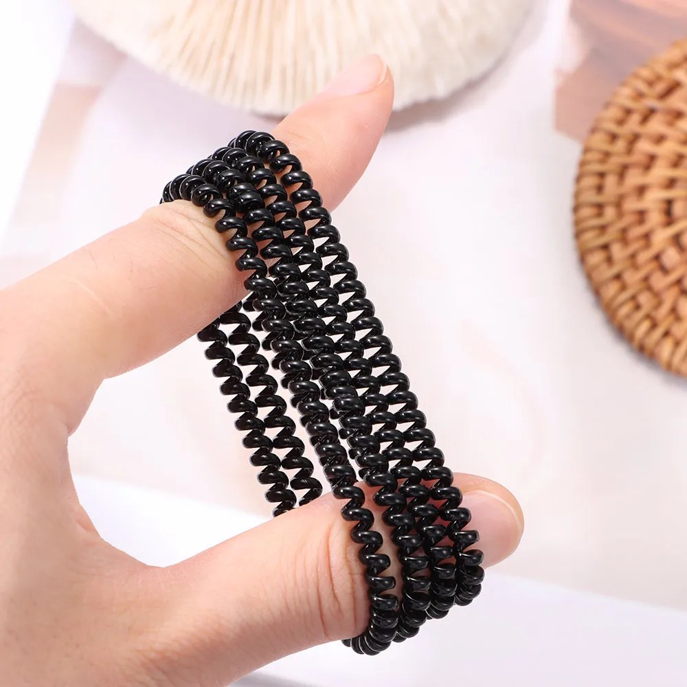 20pcs Super Thin Elastic Hair Ropes Girl Rubber Telephone Wire Style Hair Ties Plastic Ropes Ponytail Holder Hair Accessories