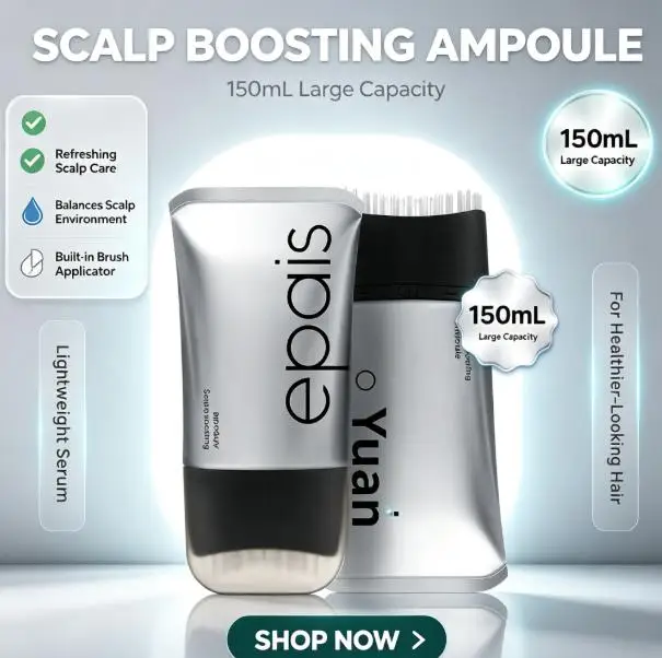 Scalp Boosting Ampoule 50ml With Built‑in Brush Applicator Reduce Hair Shedding Anti‑Dandruff Cooling Soothing Scalp Serum