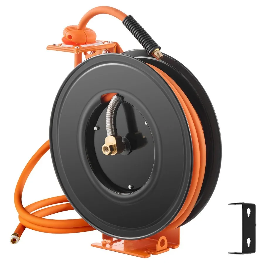 

Retractable Air Hose Reel 3 8 IN x 50FT Rubber Air Hose Reel Max 300 PSI