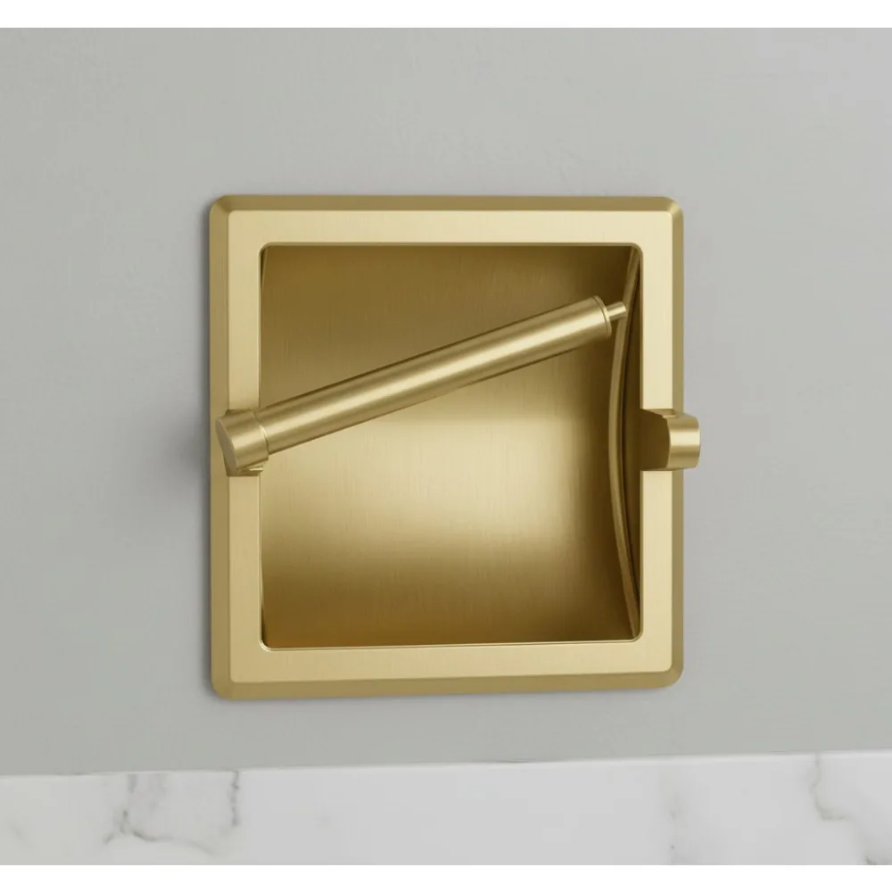 

Recessed Pivoting Toilet Paper Holder, Wall Mounted Heavy Duty Metal Tissue Dispenser for Bathroom Space Saving