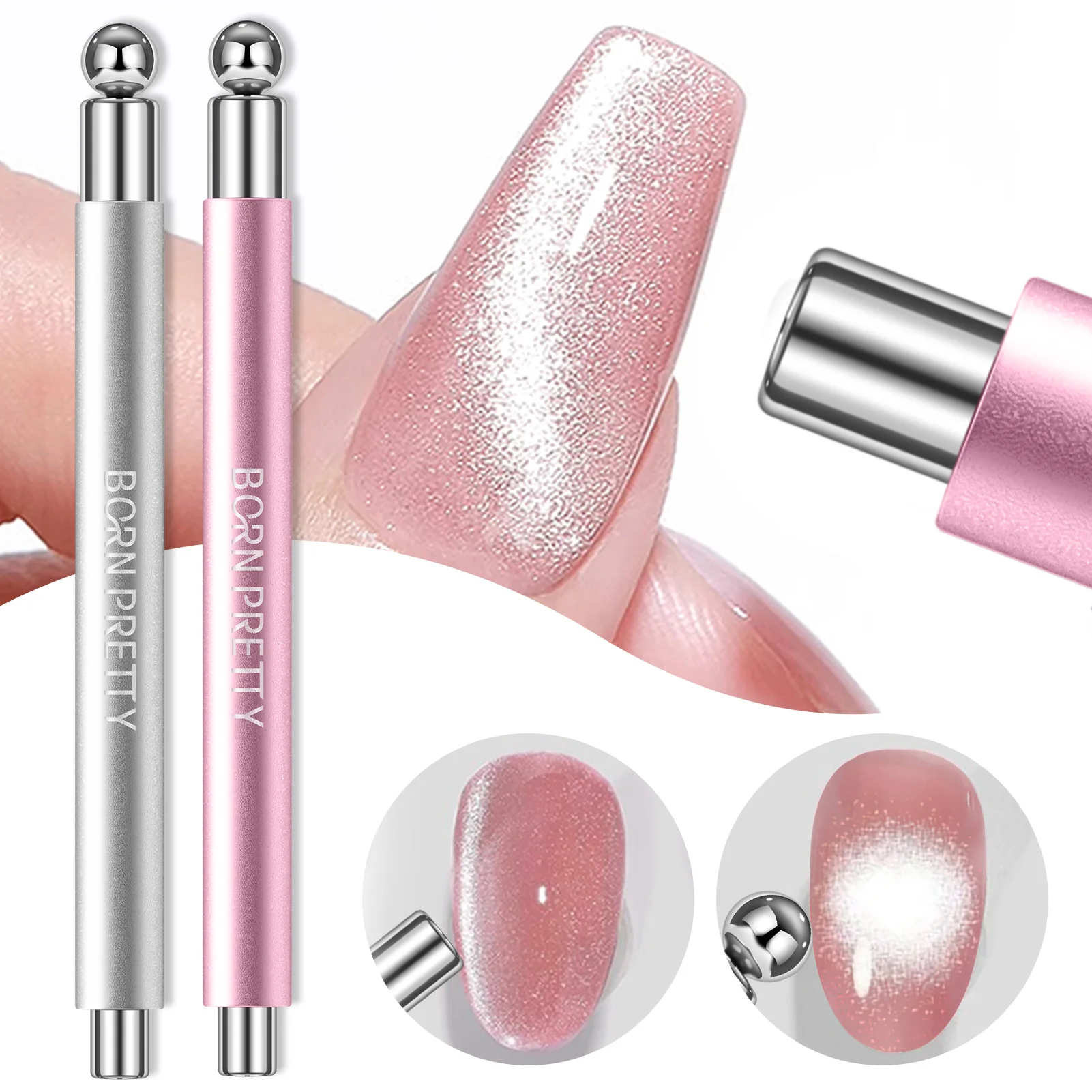 

BORN PRETTY Double Head Cat Magnetic Stick Nail Magnet Pen with Steel Ball Multifunctional Strong Magnetic Stick for Nail Gel
