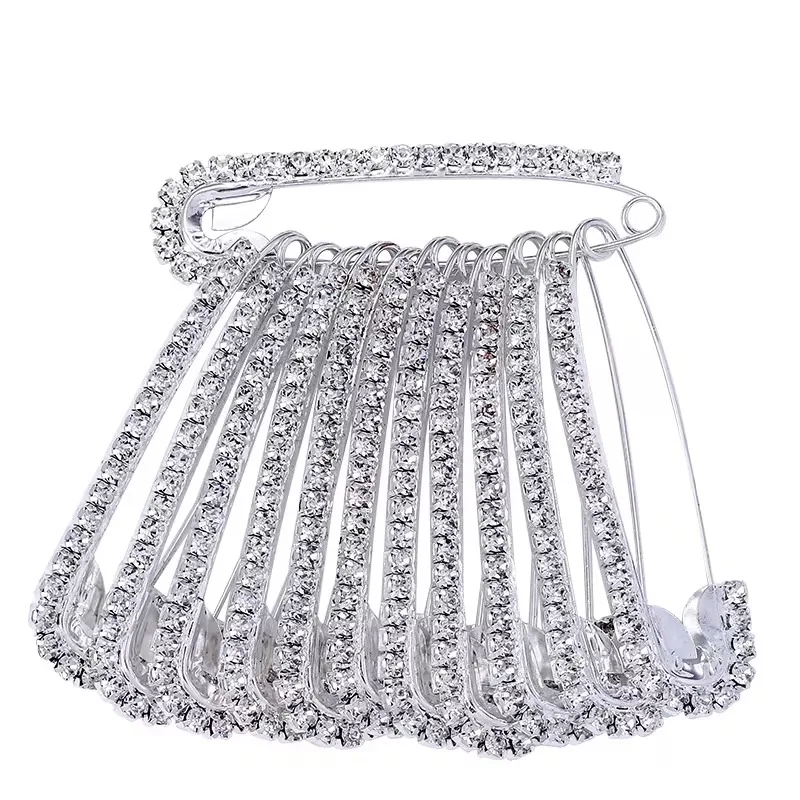 10/12 قطعة دبابيس الراين مشبك مجوهرات دبابيس بروش دبابيس أمان فاخرة للنساء لامعة موضة إكسسوارات الملابس ذاتية الصنع