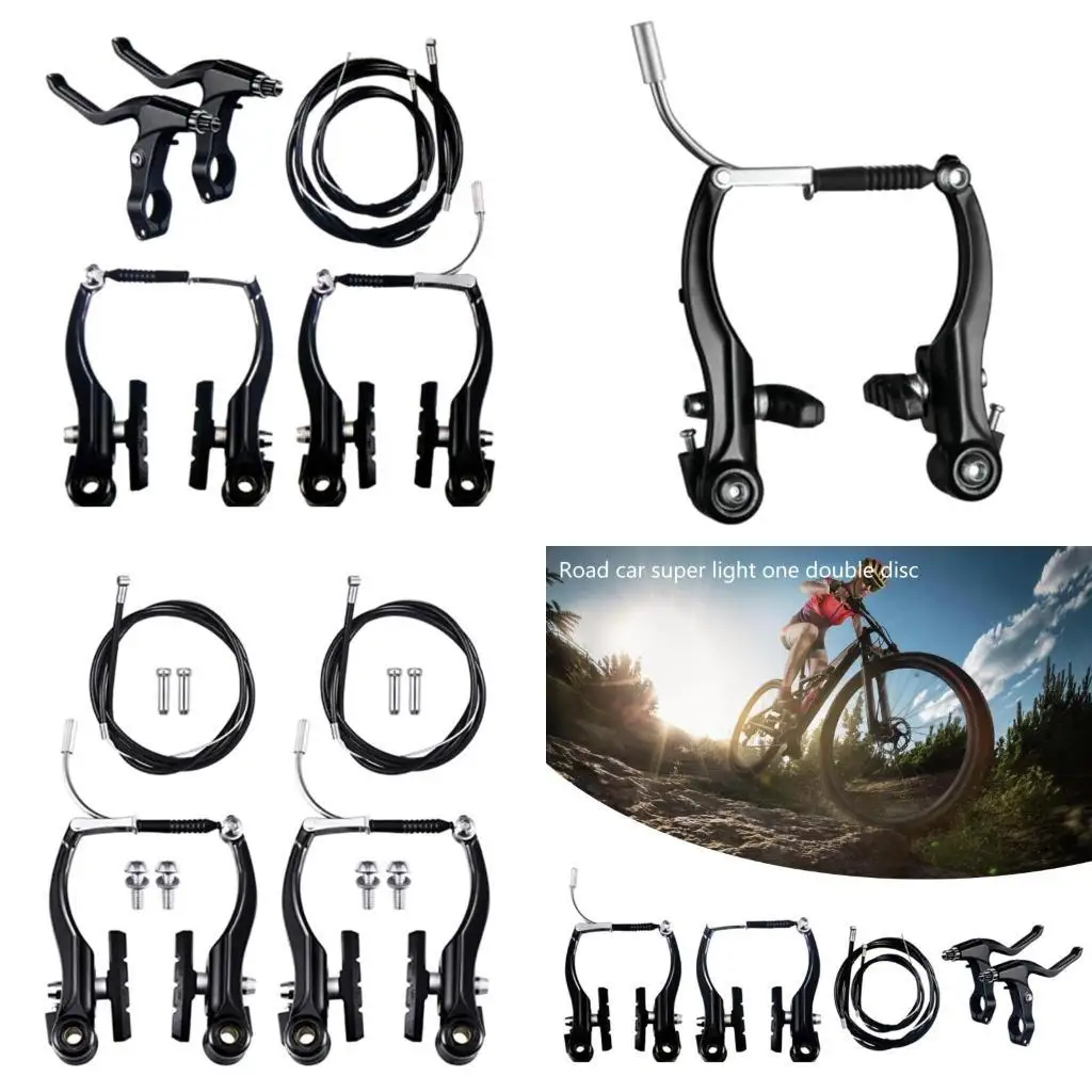 

Y1UC Road Bicycles Brake Set Aluminum Alloy Mountain Bike V Brake Set Front and Rear Brake Cables and Brake Lever Kits