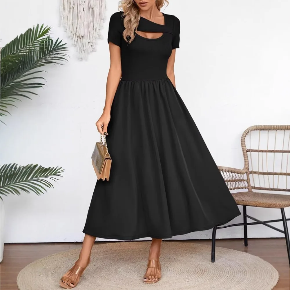 2025 Summer Temperament French Long Black A-line Women Dress