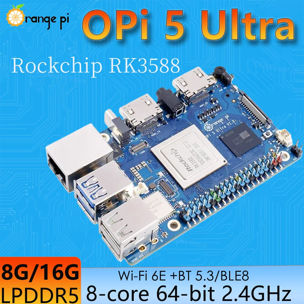 

Orange Pi 5 Ultra 8 ГБ/16 ГБ LPDDR5 Ram RK3588 Rockchip Одноплатный OPi5 Ultra WIFI 6E + BT5.3 с портом M.2 HDMI