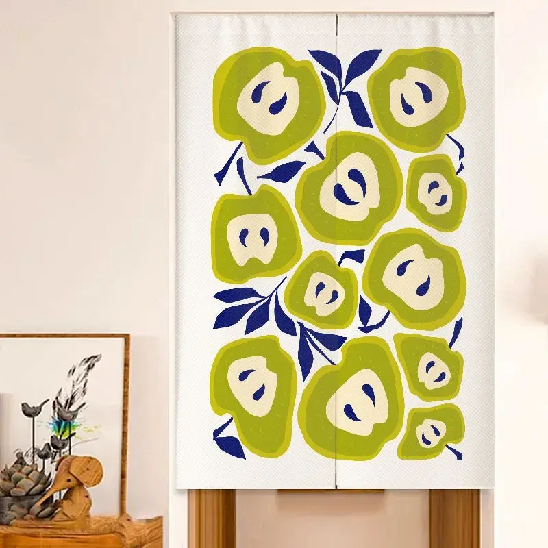 VIKAMA Ins Style Home Cafe Noren Curtain Flat Fruit Lemon Avocado Fabric Kitchen Door Curtain Room Divider Hanging Decor