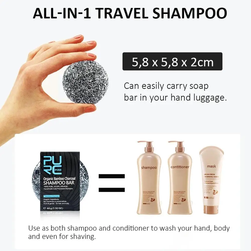 Bamboo Charcoal Clean Detox Shampoo Soap Bar Repair Scalp Color Dye Hair Hair Hair Treatment 60g Nourishing Treatment Grey White S2O8