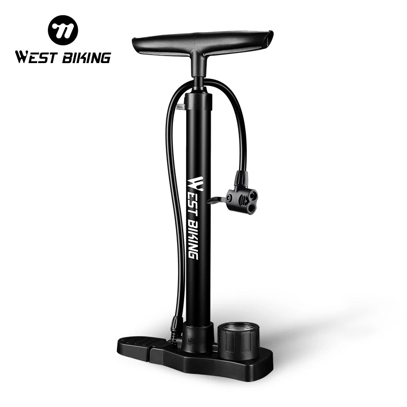 WEST BIKING 160PSI Bike Floor Pump Portable High Pressure Bicycle Air Pump Schrader Presta Dunlop Valve Hand Inflator