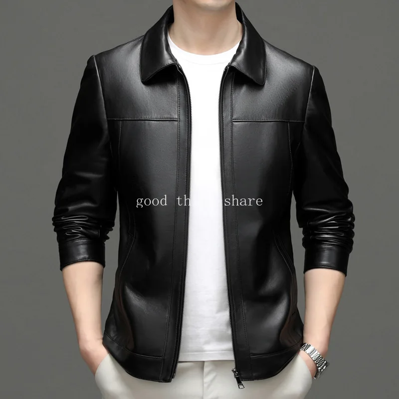 Haining Genuine Leather Clothes Men's Sheepskin Lapel Men's Leather Jacket