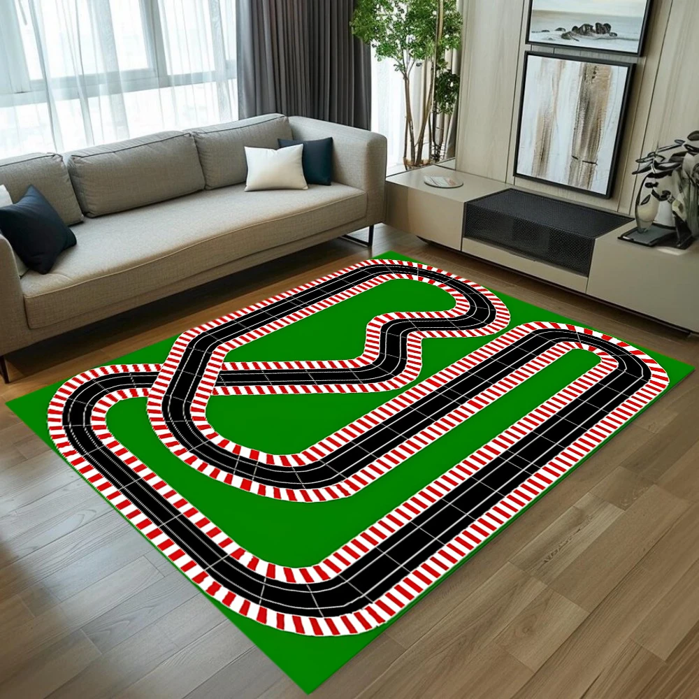 Interactive Toy Car Racetrack Carpet City Highway Play Mat Kids Nursery Rug Educational Playroom Carpet for Boys Girls Bedroom