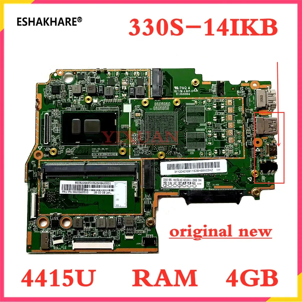 

5B20S69510 для Lenovo 330S-14IKB, материнская плата для ноутбука с процессором 4415U, 4 ГБ ОЗУ, 100% тест в порядке