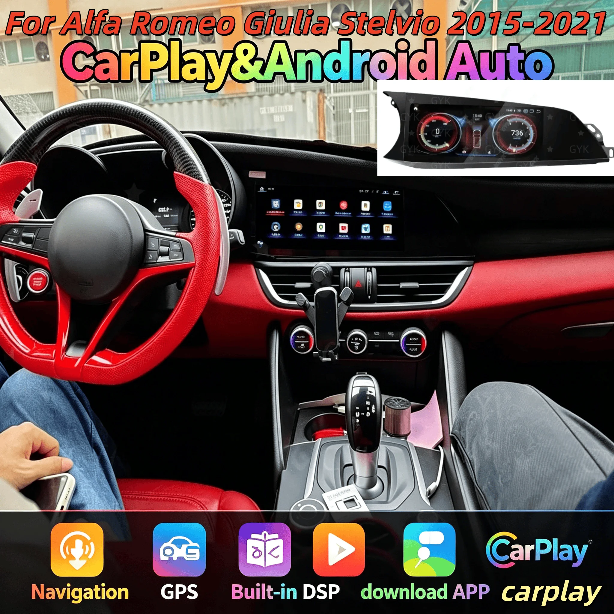 2026 Newest 10.25 ‘’Android 14 For Alfa Romeo Giulia Stelvio 2015-2021 Carplay GPS Navigation WIFI dsp 4G Car Radio Multimedia 