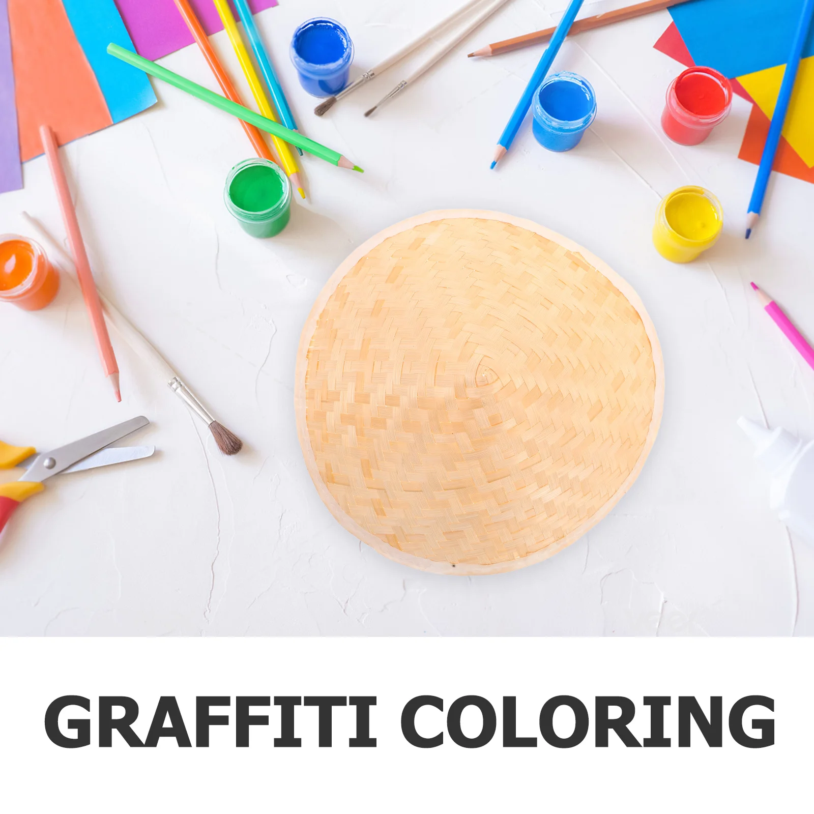 3 stücke Kinder Konische Stroh Hut Handgemachte Diy Malerei Asiatische Kinder Hüte Leichte Atmungsaktive Cosplay Zubehör Samurai Kostüm