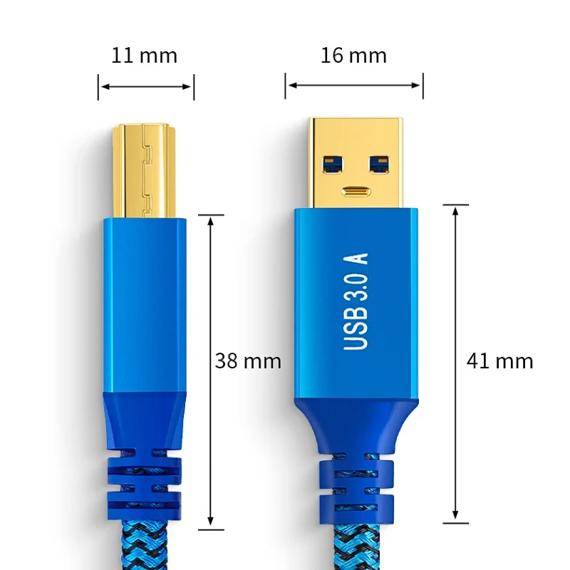 0.3-3mUSB 3.0 Type A to B Male Cable Compatible with Monitor, Docking Station, Printer, External Hard Drivers, Scanner, USB Hub
