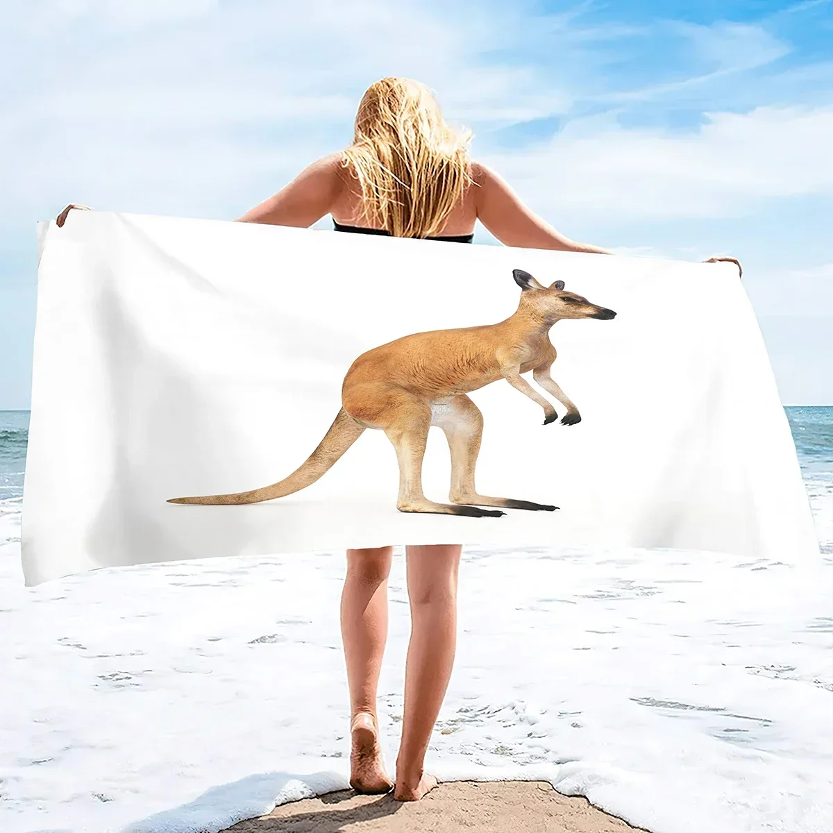 Beach Towel, Oversized Microfiber Beach Towels for Travel, Quick Dry Towel for Swimmers Sand Proof Beach Towels Kangaroo Pattern