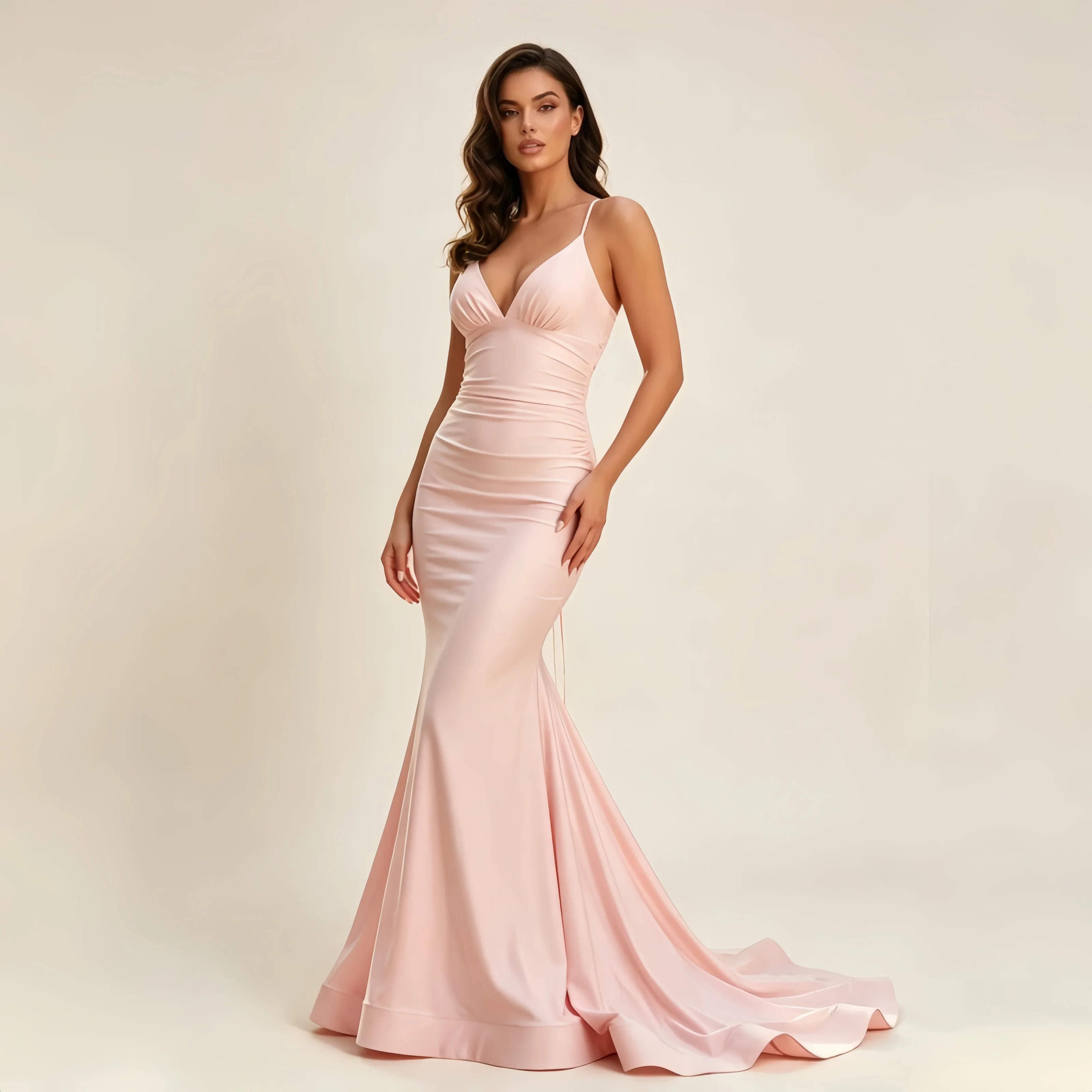 

Pink Simple Halter Sexy Mermaid Backless Evening Gown Sleeveless Length Prom Dress vestidos de fiesta Custom Color Available