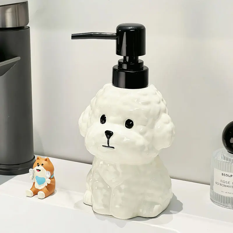 

400ml soap dispenser small dog ceramic press bottle hand sanitizer bottle household bathroom creative dispensing bottle