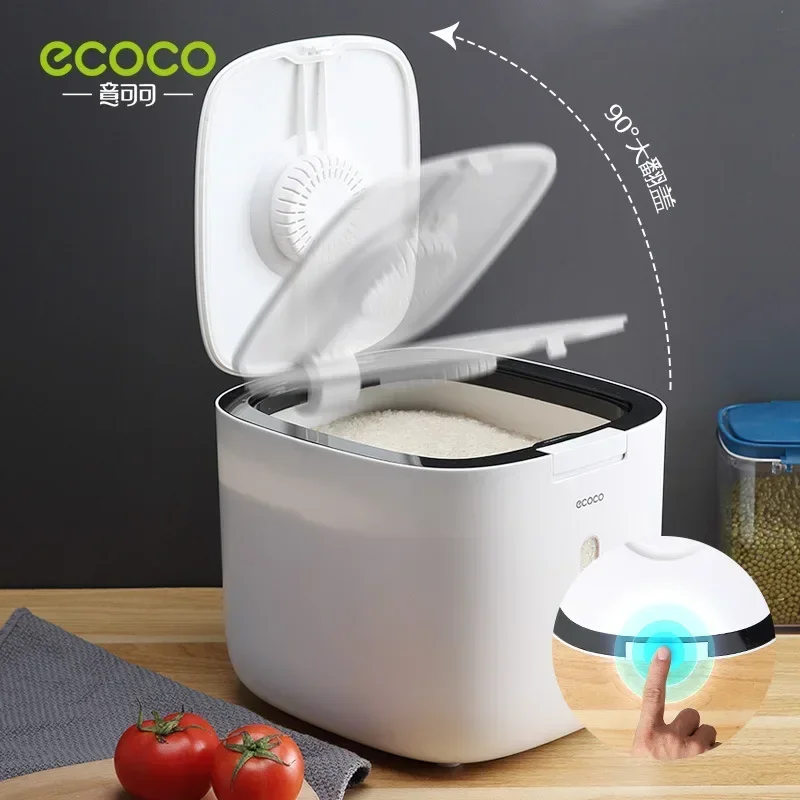 ECOCO 5/10KG Kitchen Collection Nano Bucket Insect-Proof Moisture-Proof Sealed Rice Cylinder Grain Household Storage Rice Box