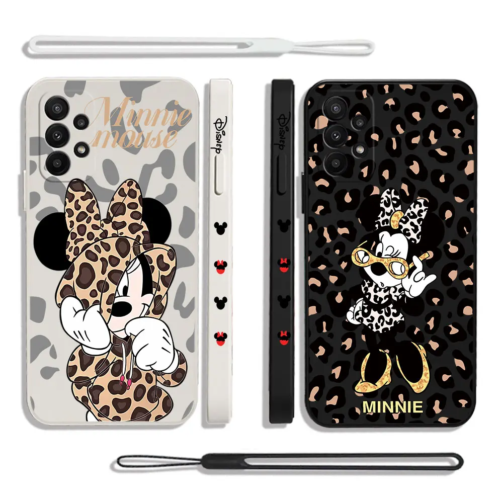 Disneys Mickey Mouse Leopard Phone Case For OPPO A54 A74 A57 A96 A76 A36 A95 A12 A16K A9 A5 2020 4G 5G Cover With Hand Strap