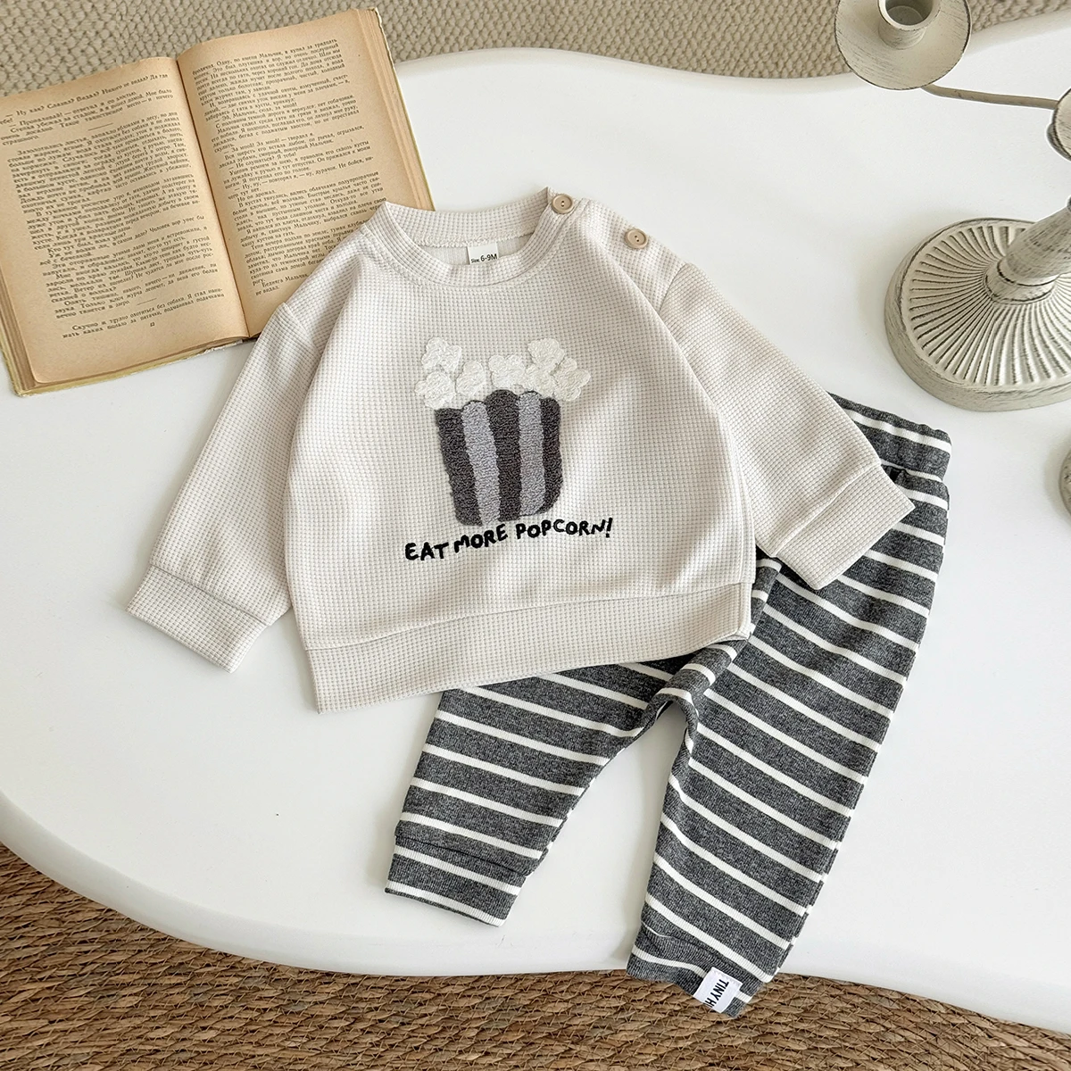 

2PCS Ins Style Spring Autumn New Boys Girls Baby Sports Suit Handmade Letter Patch Baby Clothing Sets Cotton Hooded Sweat Pants