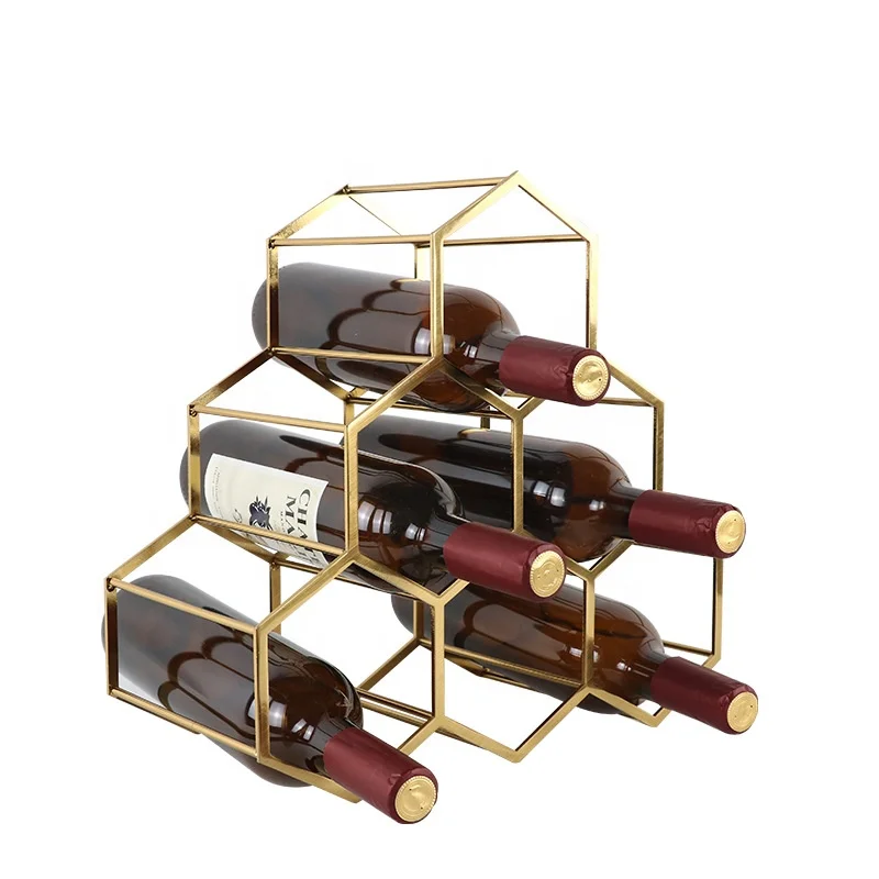 Nordic Metal Creative Six-hole Wine Rack Ornaments Wine Holder for Home Living Room Wine Cabinet Display Rack