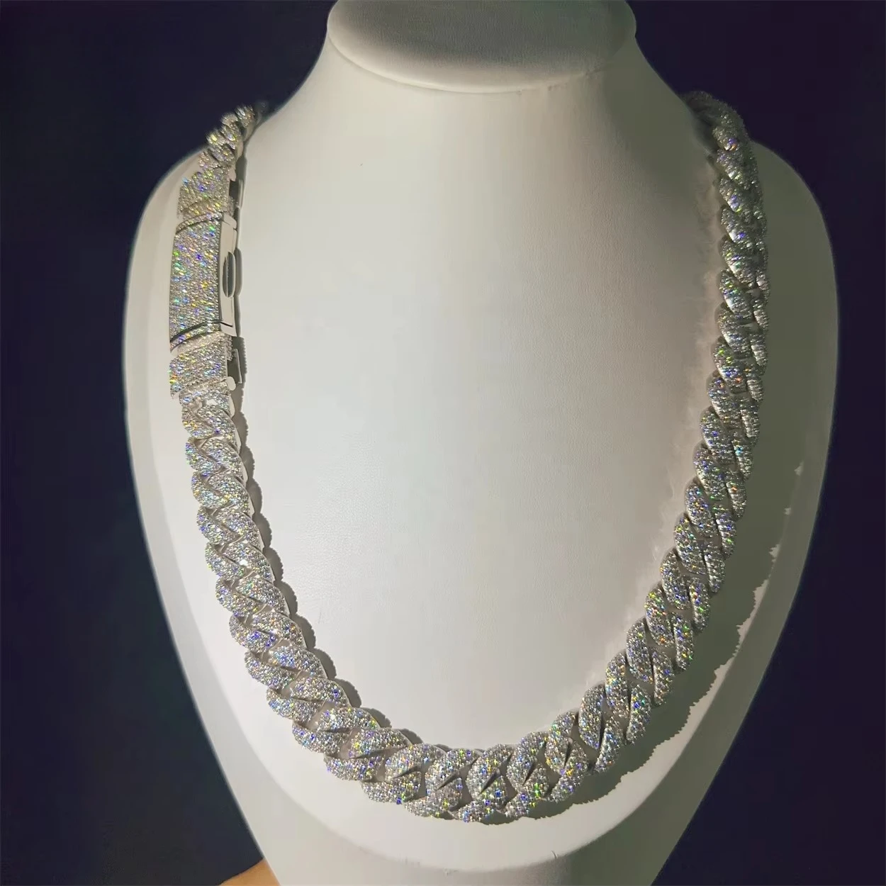 Rotatable Button Head Hip Hop Jewelry VVS Cuban Chain Necklace, Luxury Iced Full Diamond Cuban Chain,Halloween Thanksgiving Gift