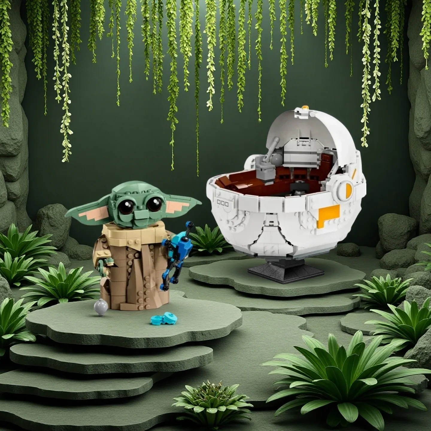 MOC 75403 Baby Gugu و Maglev عربة أطفال اللبنات الطوب تحوم عربة لطيف الكرتون ديكور المنزل هدايا عيد الميلاد