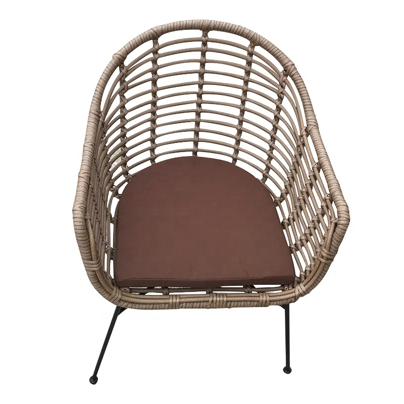 

Outdoor Garden Furniture Rattan Dining Chair With Black Iron Legs